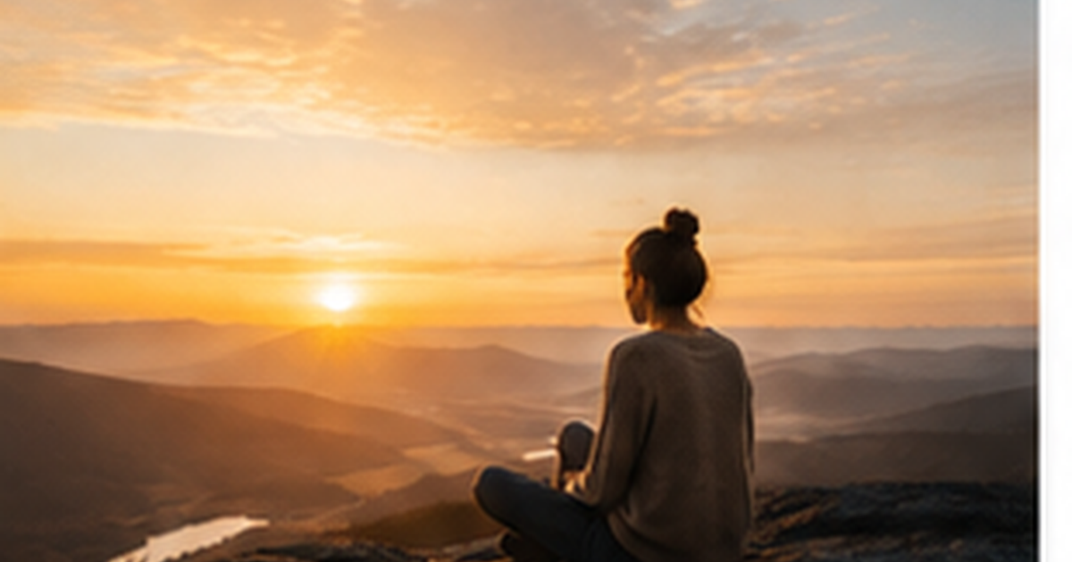 Deep life quotes with a woman watching the sunset over mountains
