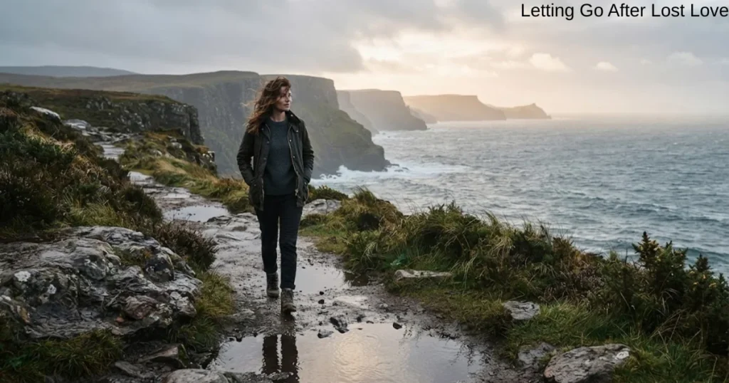 Person walking along a coastal path symbolizing letting go of lost love quotes