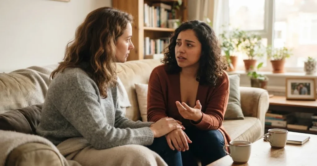 Person listening attentively during a meaningful conversation