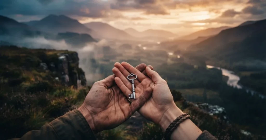 Two hands holding a small key representing trust and loyalty