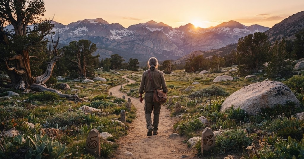 Person walking toward mountains symbolizing personal growth and lessons learned through life