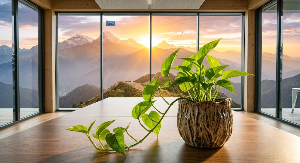 Green plant reaching toward sunlight, symbolizing personal growth and development