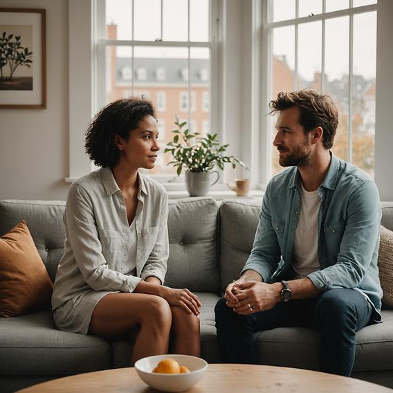 Two partners having a serious conversation about honesty and trust.