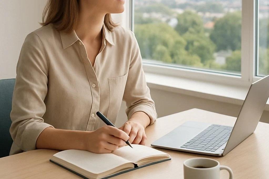 Professional writing career goals and tasks in an open notebook