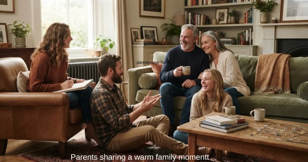 Parents sharing a warm family moment with their children at home